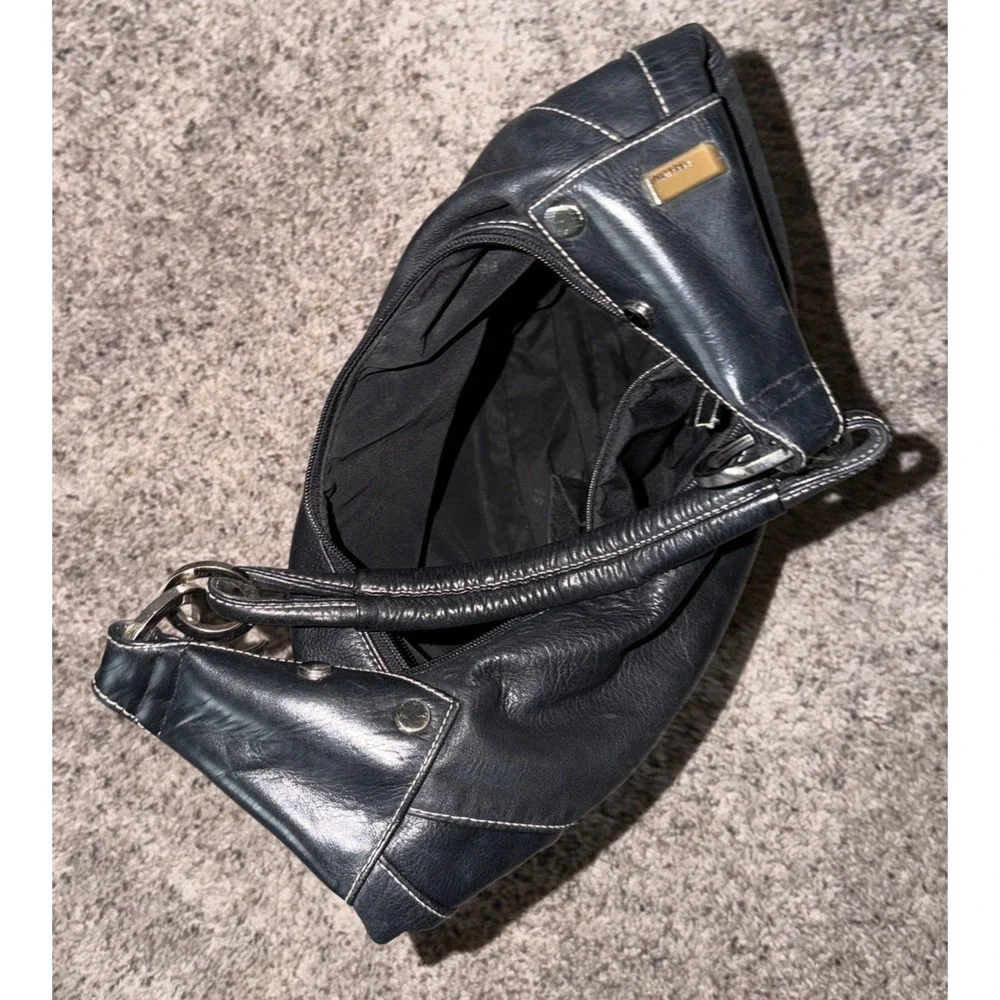 Perlina New York Hobo Shoulder Bag Women Black Soft Leather Purse Strap Handbag